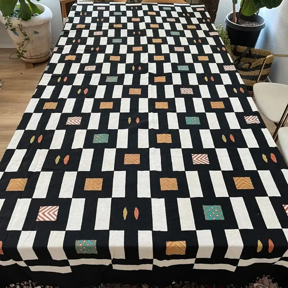 Sam Hilu Block Print Tablecloth Kuba-Inspired 69